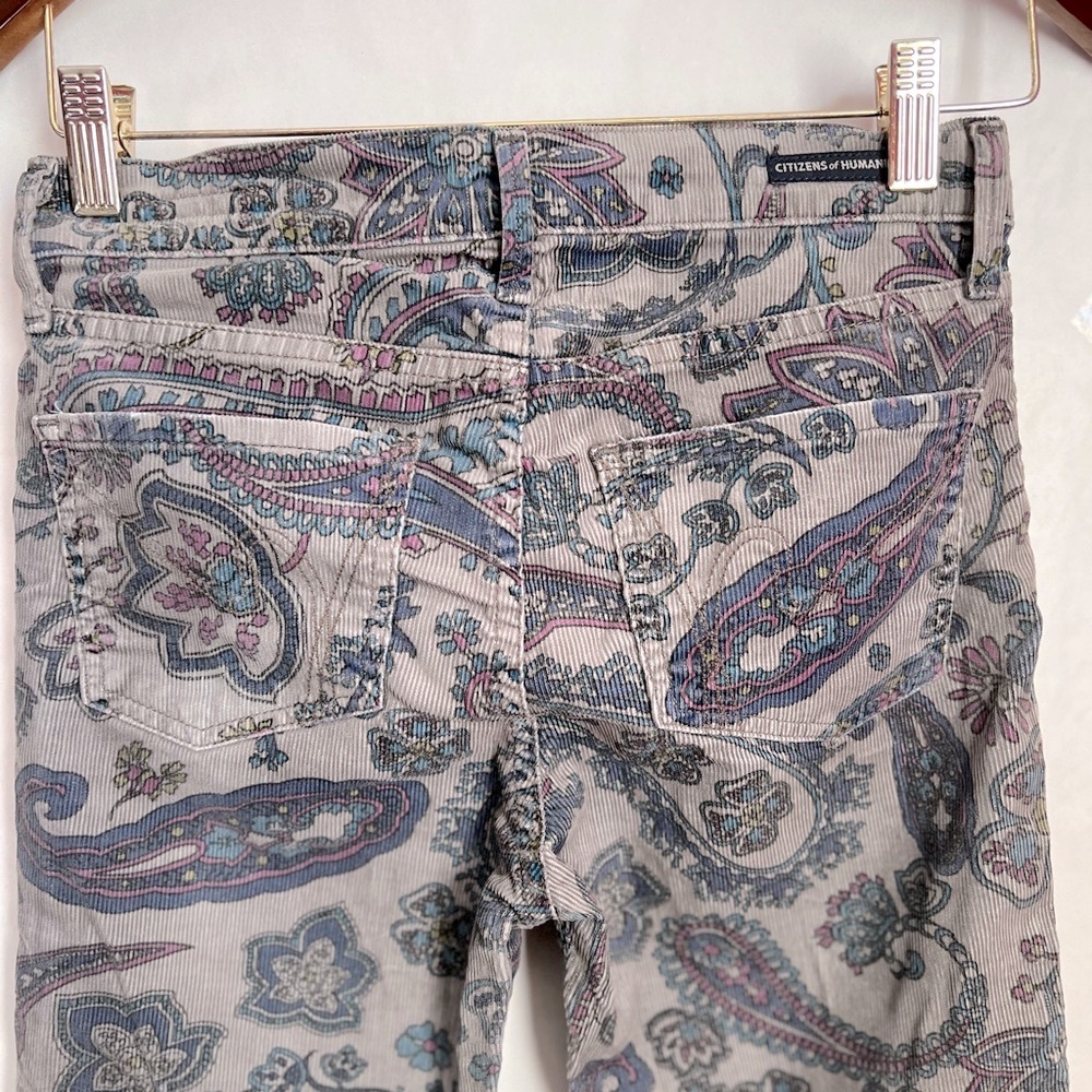 Citizens of Humanity Paisley Corduroy Skinny Jeans SZ 25 Grey Boho Hipster - Picture 7 of 13